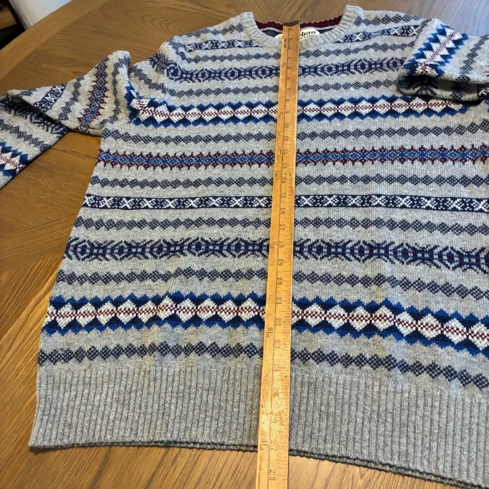 Men XL Sweater gray geometric stripes preppy collegiate cabincore gorpcore bloke